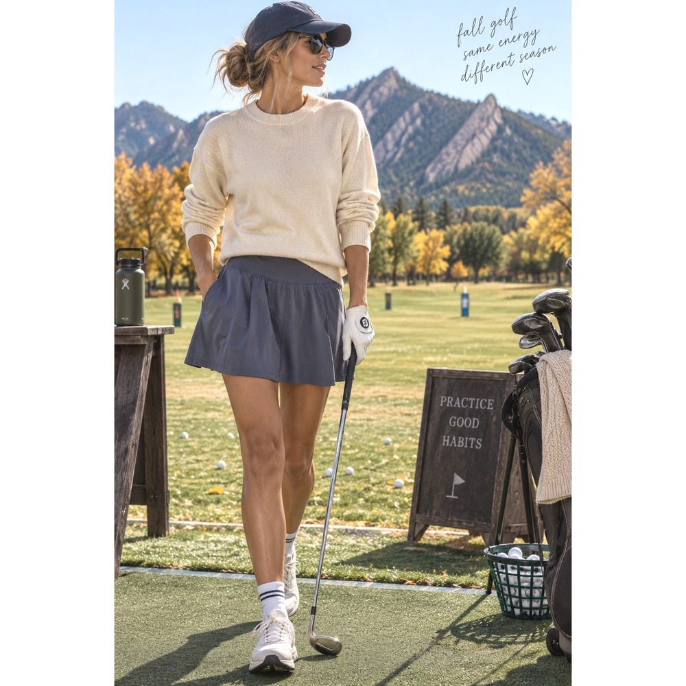 fabletics‎ dusty blue golf skort tennis pickleball fall activewear size 10-12 LG